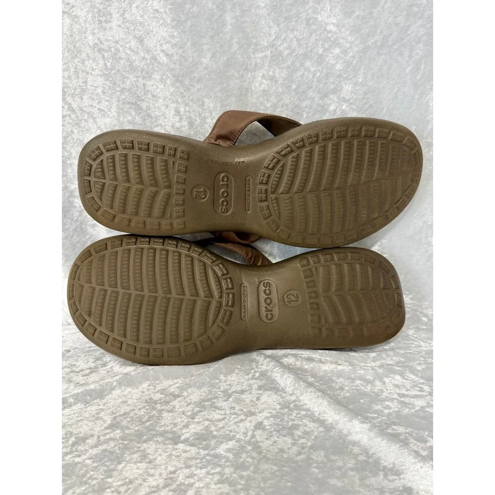 Crocs Yukon Vista LR Flip Flops Mens Sz 12 Brown Espresso LiteRide Foam Sandals